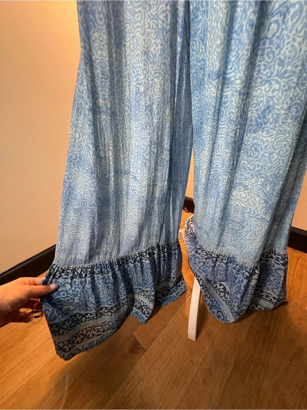 Free People 2 piece top & ruffled wide leg pants M breezy blue🩵 - Picture 8 of 12